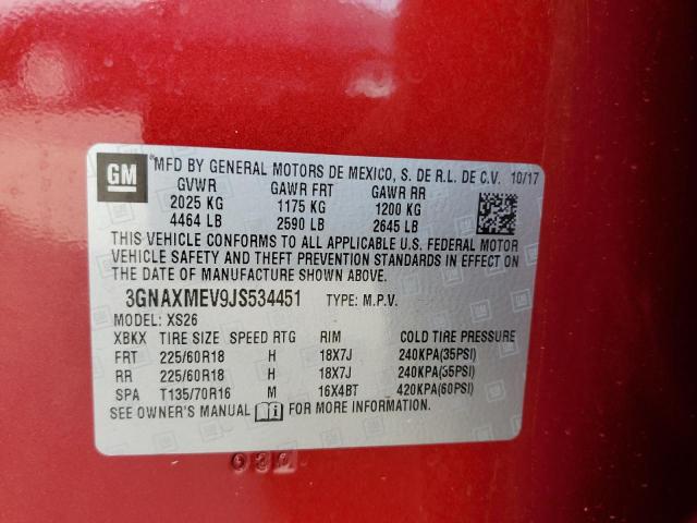Photo 10 from auction – 2018 CHEVROLET EQUINOX PR with VIN 3GNAXMEV9JS534451