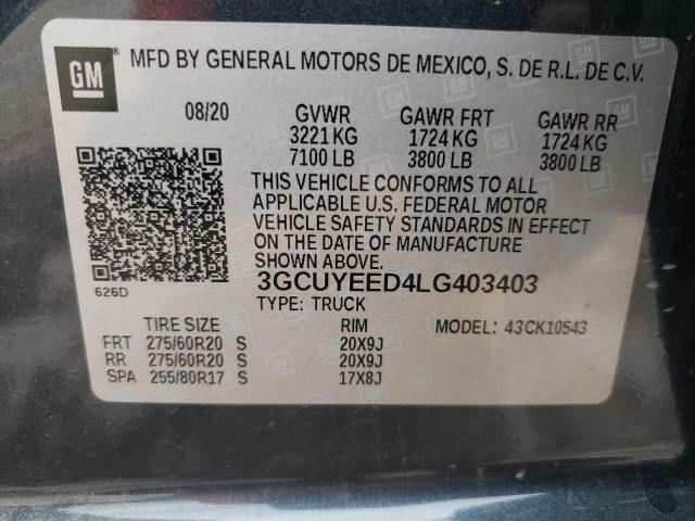 Photo 10 from auction – 2020 CHEVROLET SILVERADO with VIN 3GCUYEED4LG403403