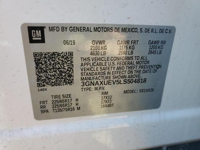 Photo 10 from auction – 2020 CHEVROLET EQUINOX LT with VIN 3GNAXUEV5LS504818