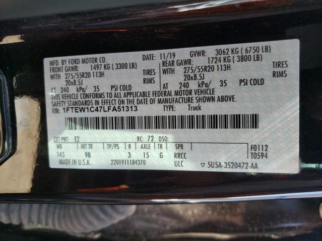 Photo 10 from auction – 2020 FORD F150 SUPER with VIN 1FTEW1C47LFA51313