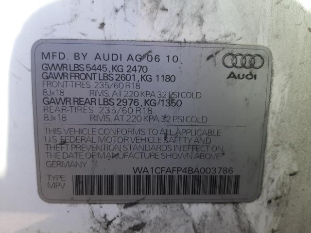 Photo 10 from auction – 2011 AUDI Q5 PREMIUM with VIN WA1CFAFP4BA003786