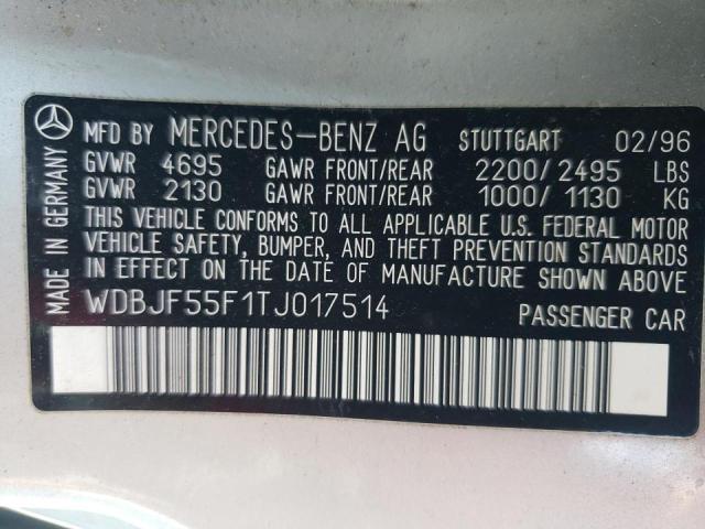 Photo 10 from auction – 1996 MERCEDES-BENZ E 320 with VIN WDBJF55F1TJ017514