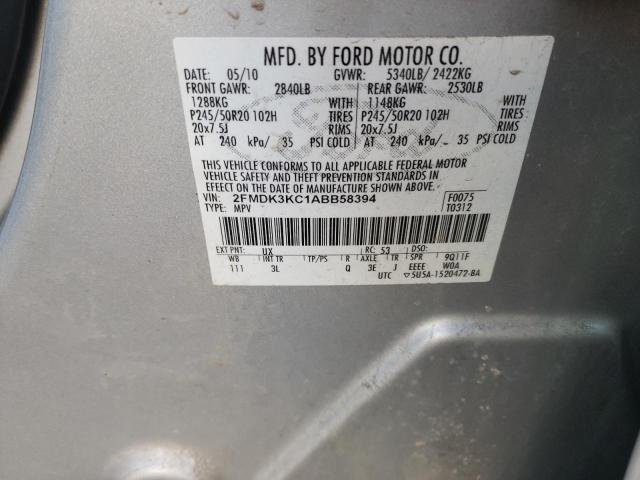 Photo 10 from auction – 2010 FORD EDGE LIMIT with VIN 2FMDK3KC1ABB58394