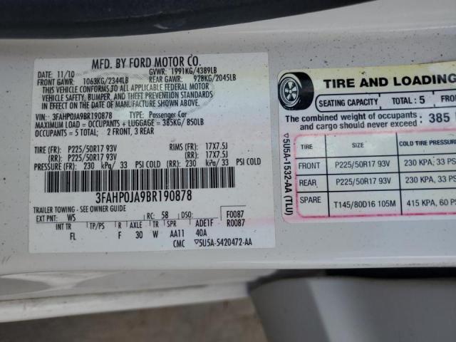 Photo 10 from auction – 2011 FORD FUSION SEL with VIN 3FAHP0JA9BR190878