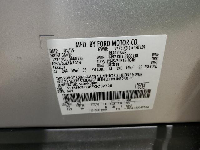 Photo 10 from auction – 2015 FORD EXPLORER X with VIN 1FM5K8D86FGC32726