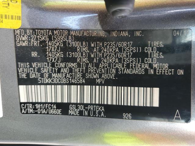 Photo 10 from auction – 2011 TOYOTA SIENNA with VIN 5TDKK3DC0BS146584