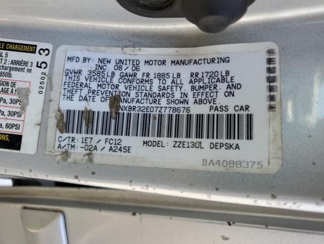 Photo 10 from auction – 2007 TOYOTA COROLLA CE with VIN 1NXBR32E07Z778676