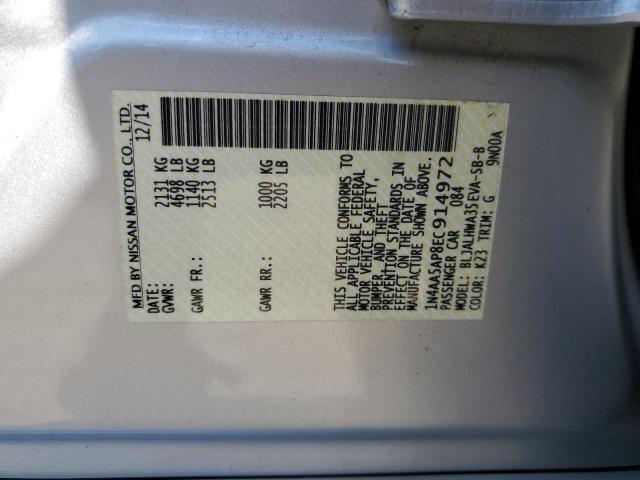 Photo 10 from auction – 2014 NISSAN MAXIMA S with VIN 1N4AA5AP8EC914972