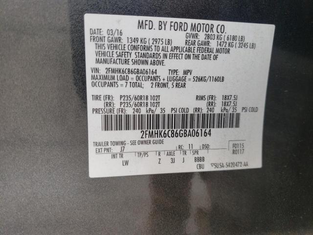 Photo 10 from auction – 2016 FORD FLEX SEL with VIN 2FMHK6C86GBA06164