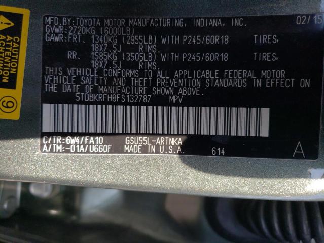 Photo 10 from auction – 2015 TOYOTA HIGHLANDER with VIN 5TDBKRFH8FS132787