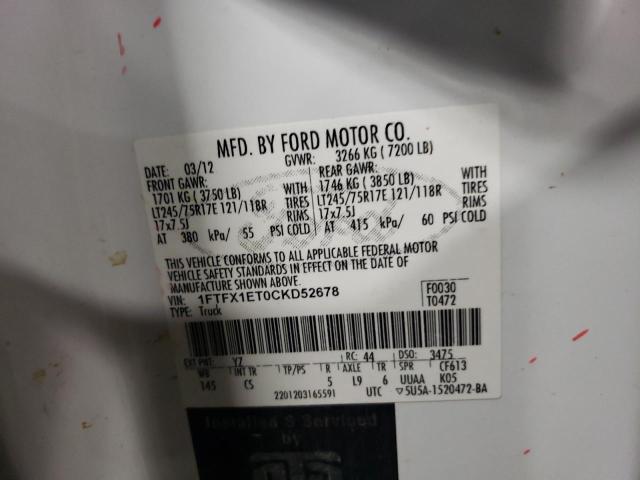 Photo 10 from auction – 2012 FORD F150 SUPER with VIN 1FTFX1ET0CKD52678
