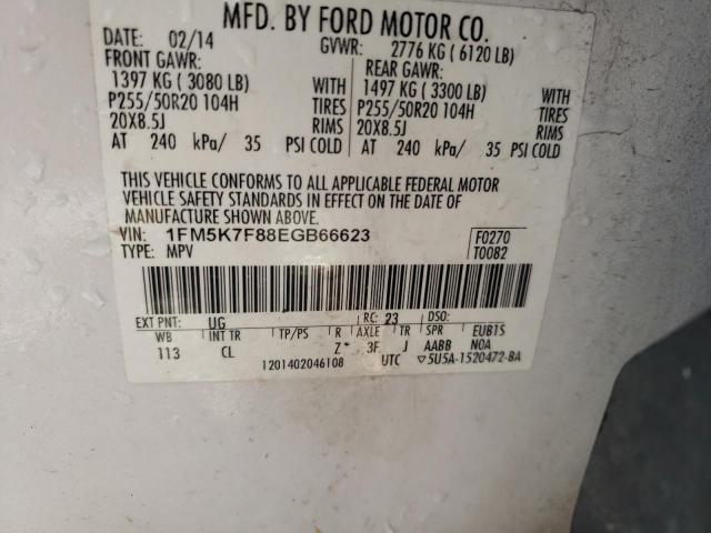 Photo 10 from auction – 2014 FORD EXPLORER L with VIN 1FM5K7F88EGB66623