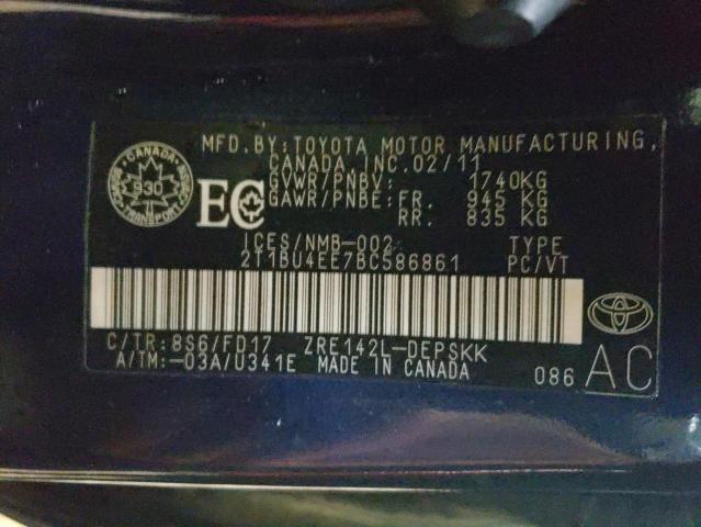 Photo 10 from auction – 2011 TOYOTA COROLLA BA with VIN 2T1BU4EE7BC586861