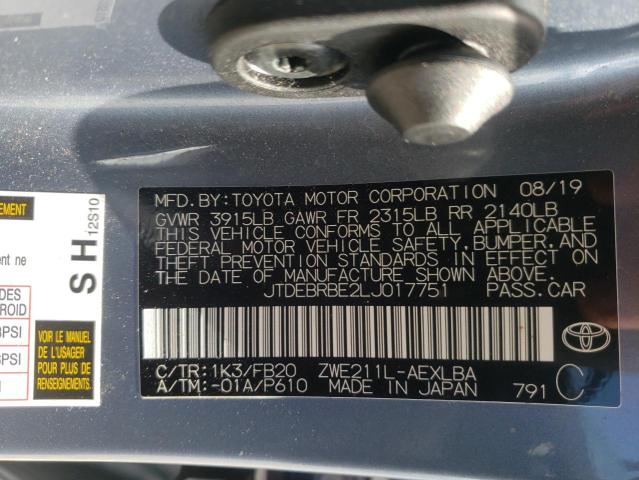 Photo 10 from auction – 2020 TOYOTA COROLLA LE with VIN JTDEBRBE2LJ017751