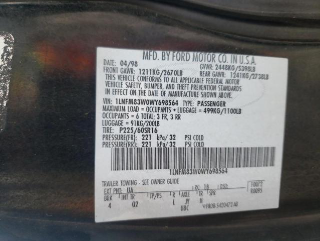 Photo 10 from auction – 1998 LINCOLN TOWN CAR C with VIN 1LNFM83W0WY698564