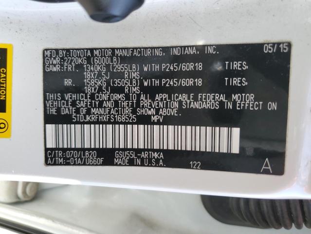 Photo 10 from auction – 2015 TOYOTA HIGHLANDER with VIN 5TDJKRFHXFS168525