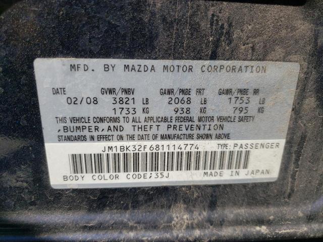 Photo 10 from auction – 2008 MAZDA 3 I with VIN JM1BK32F681114774