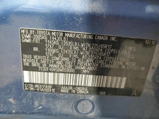Photo 10 from auction – 2011 TOYOTA RAV4 with VIN 2T3ZF4DV5BW059000