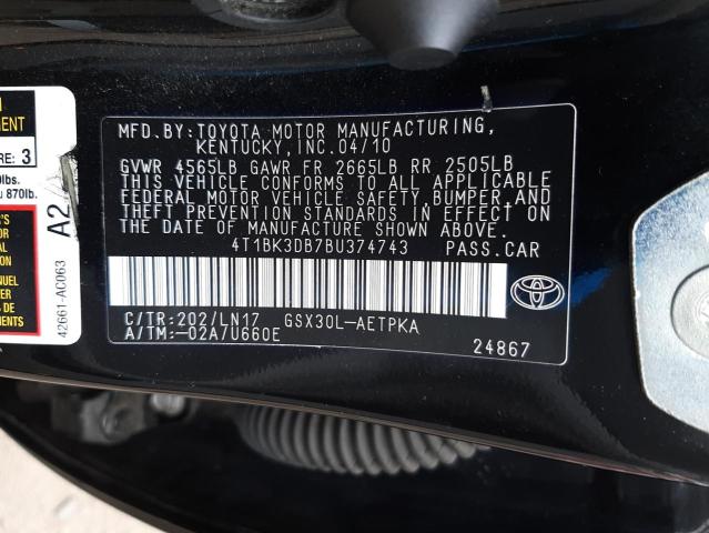 Foto 10 de la subasta – 2011 TOYOTA AVALON BAS con VIN 4T1BK3DB7BU374743