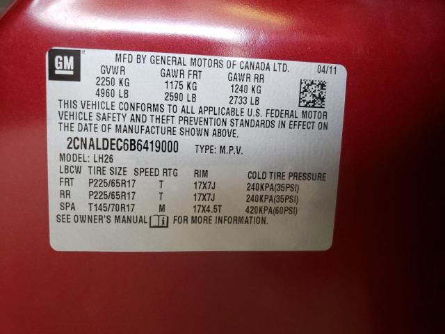 Photo 10 from auction – 2011 CHEVROLET EQUINOX LT with VIN 2CNALDEC6B6419000