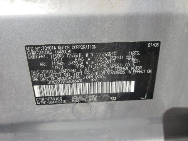 Photo 10 from auction – 2008 TOYOTA RAV4 LIMIT with VIN JTMZD31V586066401