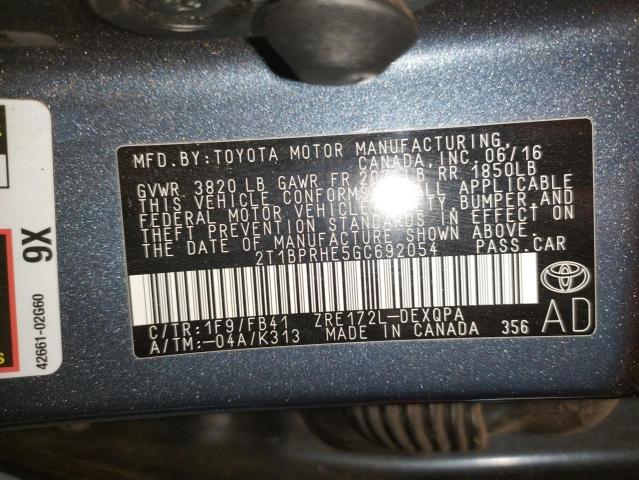Photo 10 from auction – 2016 TOYOTA COROLLA EC with VIN 2T1BPRHE5GC692054