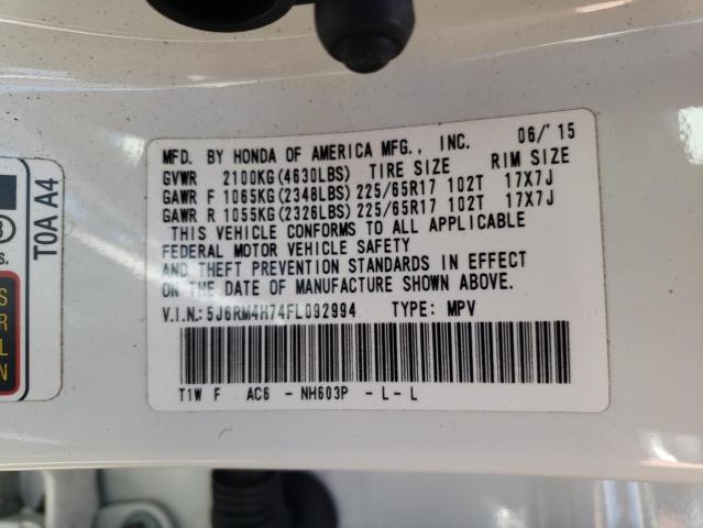 Photo 10 from auction – 2015 HONDA CR-V EXL with VIN 5J6RM4H74FL092994
