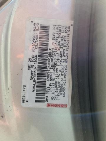 Photo 10 from auction – 2000 LEXUS ES 300 with VIN JT8BF28GXY0242969