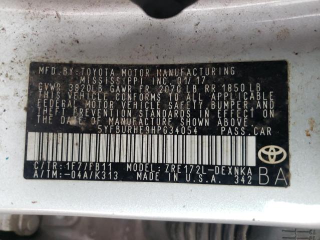 Photo 10 from auction – 2017 TOYOTA COROLLA L with VIN 5YFBURHE9HP634054