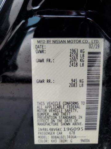 Photo 10 from auction – 2019 NISSAN ALTIMA S with VIN 1N4BL4BV6KC196095