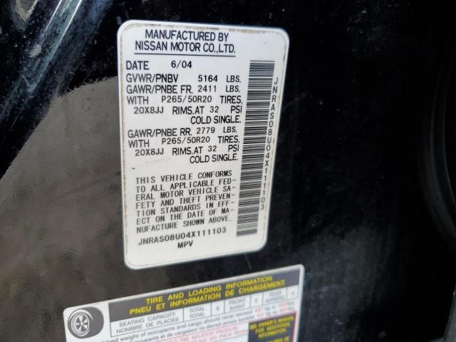 Photo 10 from auction – 2004 INFINITI FX35 with VIN JNRAS08U04X111103