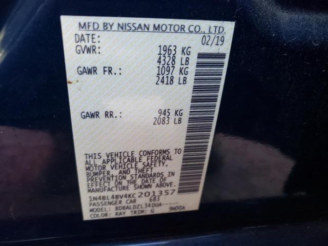 Photo 10 from auction – 2019 NISSAN ALTIMA S with VIN 1N4BL4BV4KC201357