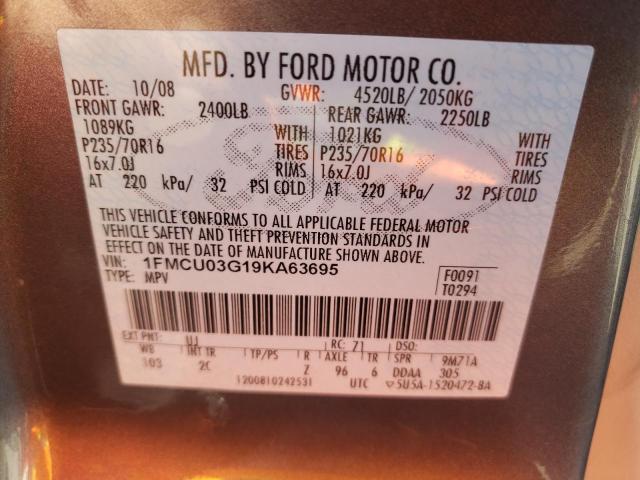 Photo 10 from auction – 2009 FORD ESCAPE XLT with VIN 1FMCU03G19KA63695