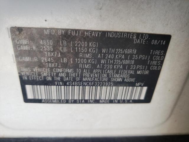 Foto 10 de la subasta – 2015 SUBARU OUTBACK 3. con VIN 4S4BSENC6F3223925