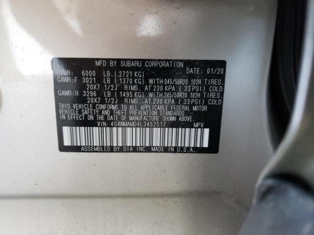 Photo 10 from auction – 2020 SUBARU ASCENT LIM with VIN 4S4WMAMD4L3452517
