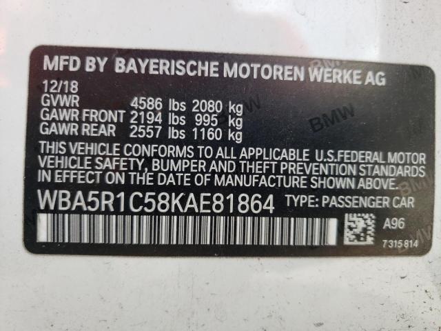 Photo 10 from auction – 2019 BMW 330I with VIN WBA5R1C58KAE81864