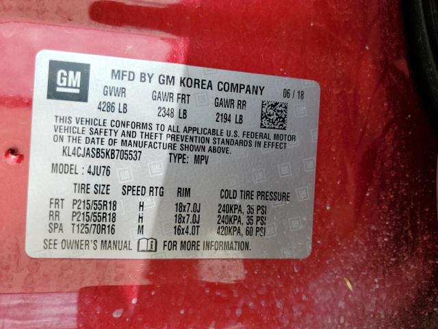 Photo 10 from auction – 2019 BUICK ENCORE PRE with VIN KL4CJASB5KB705537