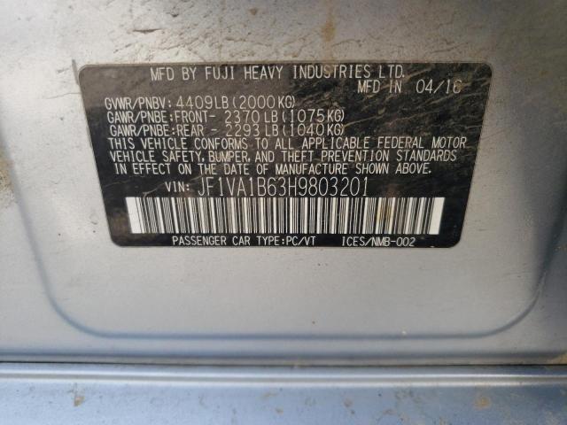 Photo 10 from auction – 2017 SUBARU WRX with VIN JF1VA1B63H9803201