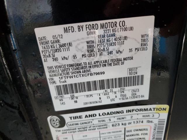 Photo 10 from auction – 2012 FORD F150 SUPER with VIN 1FTFW1CTXCFB79699