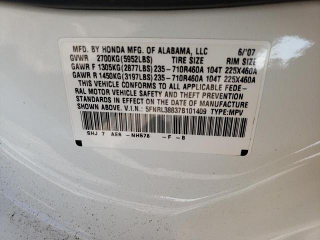 Photo 10 from auction – 2007 HONDA ODYSSEY TO with VIN 5FNRL38837B101409