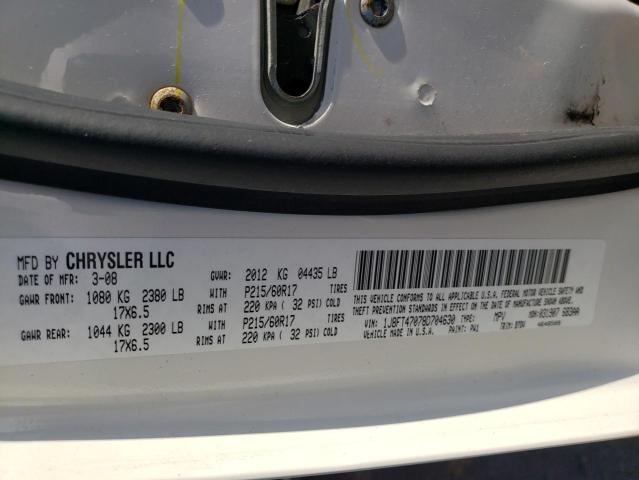 Photo 10 from auction – 2008 JEEP COMPASS SP with VIN 1J8FT47078D704630