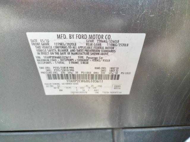 Photo 10 from auction – 2011 FORD TAURUS SEL with VIN 1FAHP2EW6BG103611