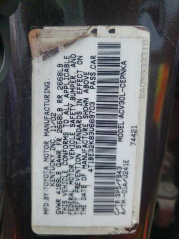 Photo 10 from auction – 2003 TOYOTA CAMRY LE with VIN 4T1BE32K83U669703