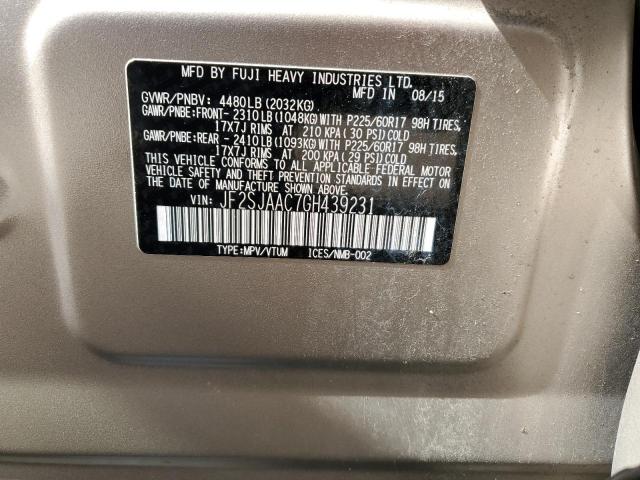 Photo 10 from auction – 2016 SUBARU FORESTER 2 with VIN JF2SJAAC7GH439231