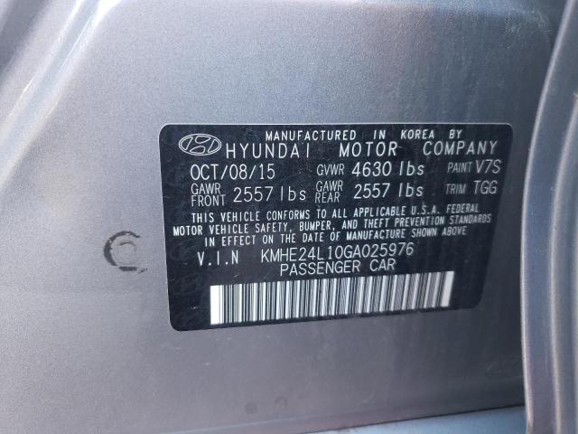 Photo 10 from auction – 2016 HYUNDAI SONATA HYB with VIN KMHE24L10GA025976