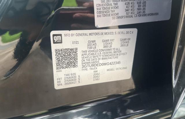 Photo 10 from auction – 2021 GMC SIERRA K15 with VIN 3GTU9DED0MG422345