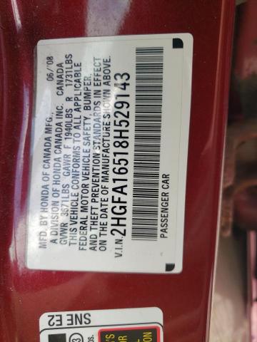 Photo 10 from auction – 2008 HONDA CIVIC EX with VIN 2HGFA16518H529143