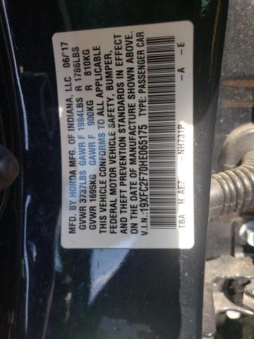 Photo 10 from auction – 2017 HONDA CIVIC with VIN 19XFC2F70HE065175