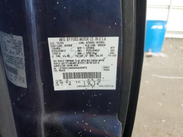 Photo 10 from auction – 2004 FORD F-150 with VIN 1FTRX12W04NA55972