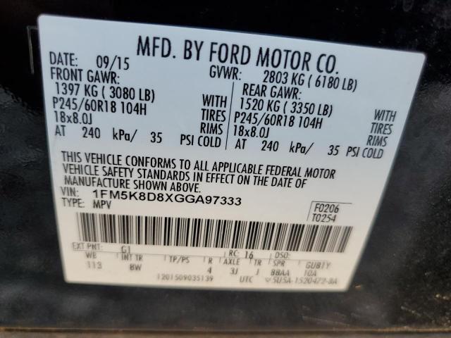 Photo 10 from auction – 2016 FORD EXPLORER X with VIN 1FM5K8D8XGGA97333